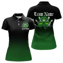 Load image into Gallery viewer, Custom Black And Green Lucky Clover St Patricks Day Skull Bowling Team Polo Shirt For Women IPHW8599