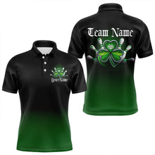 Load image into Gallery viewer, Custom Black And Green Lucky Clover St Patricks Day Skull Bowling Team Polo Shirts For Men IPHW8599