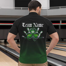 Load image into Gallery viewer, Custom Black And Green Lucky Clover St Patricks Day Skull Bowling Team Quarter-Zip Shirts For Men IPHW8599