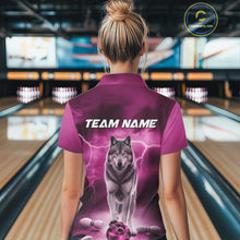 Load image into Gallery viewer, Custom Pink Ligtning Wolf Bowling Team League Shirts For Women, Bowler Outfits IPHW10788