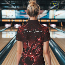 Load image into Gallery viewer, Custom Dreamy Red Butterfly Women Bowling Polo Shirt, Bowling Team Outfit IPHW11017