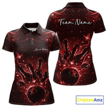 Load image into Gallery viewer, Custom Dreamy Red Butterfly Women Bowling Polo Shirt, Bowling Team Outfit IPHW11017