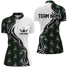 Load image into Gallery viewer, Green Flame Bowling Ball Women&#39;S Bowling Polo Shirt, Custom Bowling Jerseys With Team Name IPHW6949