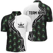 Load image into Gallery viewer, Green Flame Bowling Ball Men&#39;S Bowling Polo Shirt, Custom Bowling Jerseys With Team Name IPHW6949