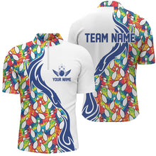 Load image into Gallery viewer, Colorful Tie Dye Bowling Pins Custom Bowling Shirts For Men, Flame Bowling Jerseys IPHW6952