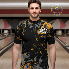 Load image into Gallery viewer, Custom Black And Yellow Splatter Camo Bowling Team Quarter-Zip Shirts For Men IPHW10800