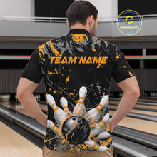 Load image into Gallery viewer, Custom Black And Yellow Splatter Camo Bowling Team Quarter-Zip Shirts For Men IPHW10800