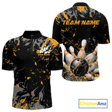 Load image into Gallery viewer, Custom Black And Yellow Splatter Camo Bowling Team Quarter-Zip Shirts For Men IPHW10800