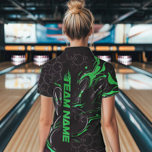 Load image into Gallery viewer, Custom Black And Green Flame Strike Bowling Team Womens Quarter-Zip Shirt, Bowling Jerseys IPHW8615