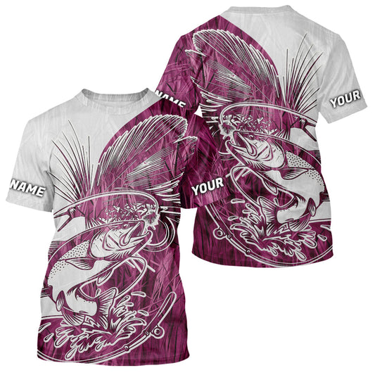 Custom Trout Fly Fishing Pink Camo Fishing T-Shirts, Fly Bait Trout Flyfishing Shirt IPHW9140