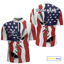 Load image into Gallery viewer, Custom Patriotic US Flag Silver Dart Steel Tip Dart Men Quarter-Zip Shirt, Dart Team Jerseys IPHW9875