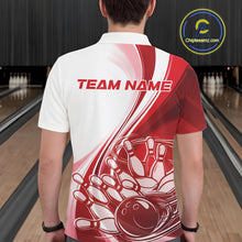 Load image into Gallery viewer, Custom White And Red Classic Retro Style Men Polo Bowling Tournament Shirt IPHW11323