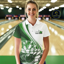 Load image into Gallery viewer, Custom White And Green Classic Retro Style Women Polo Bowling Tournament Shirt IPHW11326