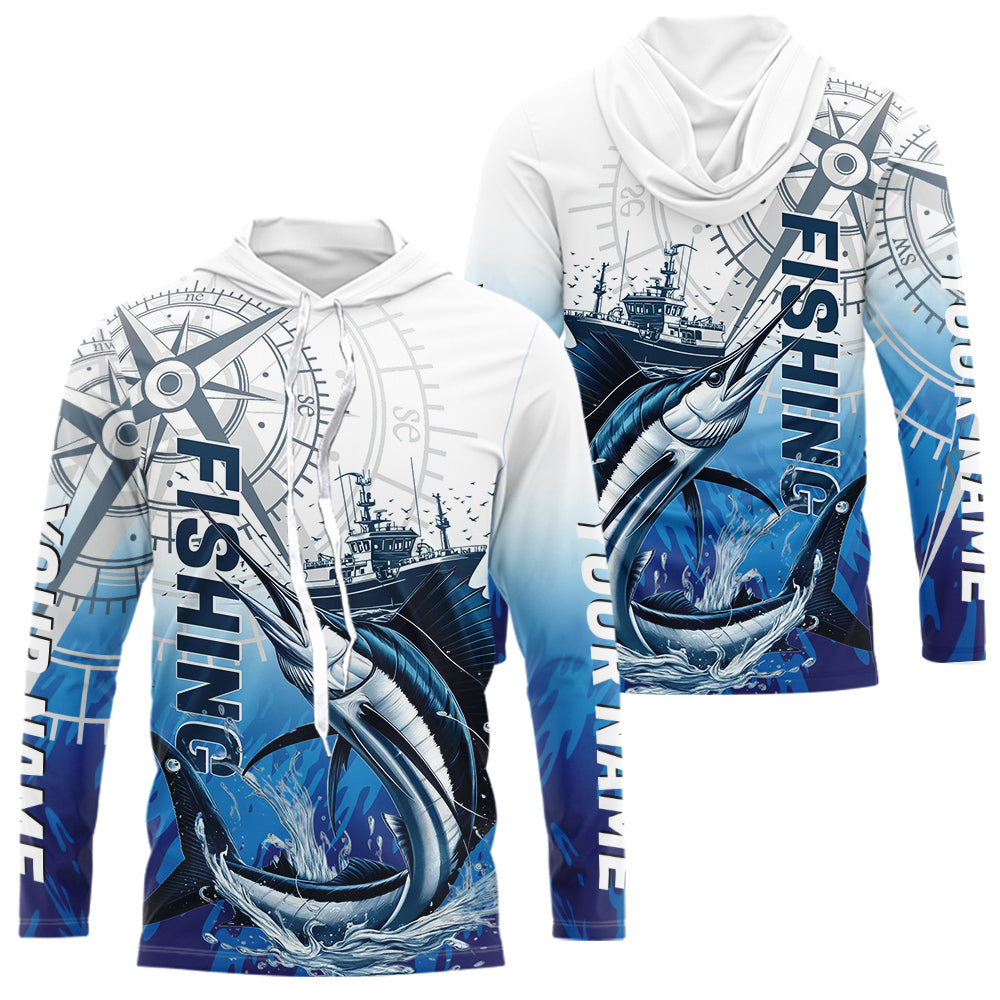 Custom Sailfish Fishing Saltwater Long Sleeve Hooded Performance Shirts IPHW9155