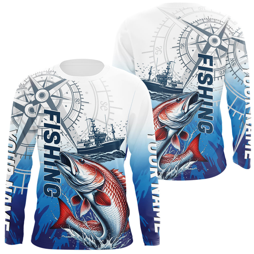 Custom Redfish Puppy Drum Fishing Saltwater Long Sleeve Performance Shirts IPHW9157