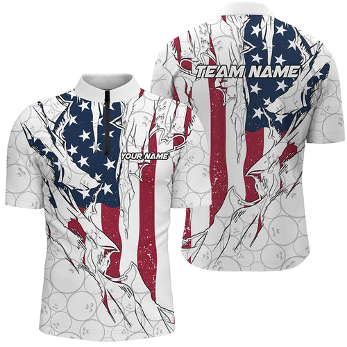American Flag Custom Patriotic Bowling Shirts For Men, Team Bowling League Shirts Uniform IPHW6990