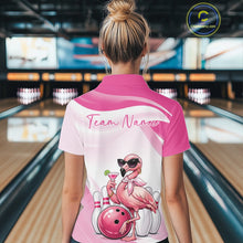 Load image into Gallery viewer, Sassy Classy Flamingo Custom Women Bowling Polo Shirt, Elegant Ladies Bowling Shirt IPHW11027