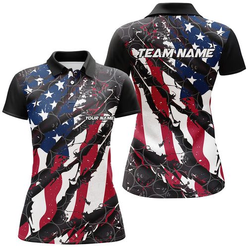 American Flag Custom Bowling Team Shirts For Women, Patriotic Bowling Team Jerseys IPHW6485