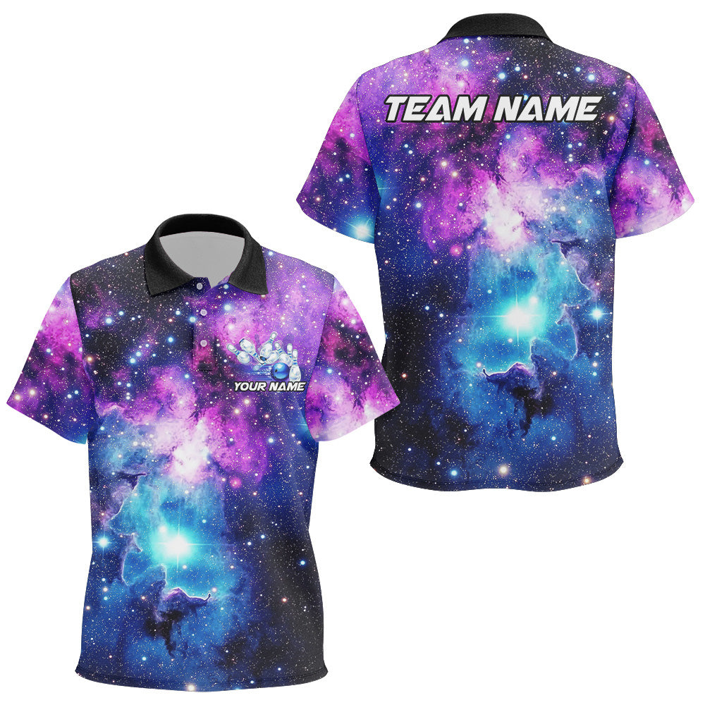 Custom Galaxy Sky Bowling Kid Polo Shirts, Bowling Team Shirts Bowlers Outfits IPHW7545
