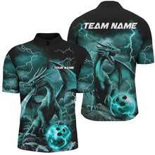 Load image into Gallery viewer, Black And Blue Thunder Lightning Custom Dragon Bowling Team Shirts For Men, Bowling Uniform IPHW7994