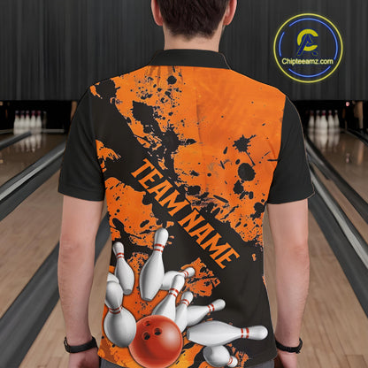 Split Happens Funny Unisex Orange Strike Bowling Shirts For Bowling Team, Bowling Apparel IPHW6171