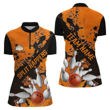Load image into Gallery viewer, Split Happens Funny Orange Strike Bowling Women Quarter-Zip Shirts, Team Bowling Apparel IPHW6171