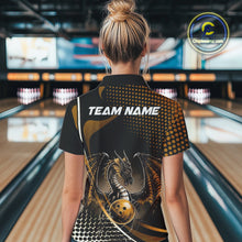 Load image into Gallery viewer, Custom Yellow Dragon Bowling Jerseys, Mystical Bowling Team Uniform Polo Shirts For Women IPHW9535