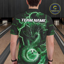 Load image into Gallery viewer, Custom Green Thunder Lightning Dragon Bowling Polo Shirts For Men, Team Uniform IPHW9759