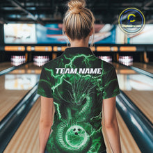 Load image into Gallery viewer, Custom Green Thunder Lightning Dragon Bowling Polo Shirts For Women, Team Uniform IPHW9759