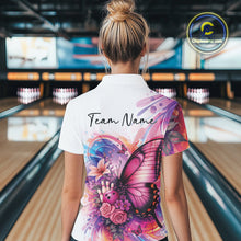 Load image into Gallery viewer, Custom Colorful Butterfly And Roses Flowers Bowling Women Quarter-Zip Shirts With Name IPHW10298