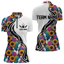 Load image into Gallery viewer, Custom Sunflower Bowling Pattern Quarter-Zip Shirt For Women, Sunflower Bowling Team Shirt IPHW8441