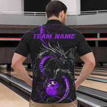 Load image into Gallery viewer, Black And Purple Custom Dragon Bowling Quarter-Zip Shirts For Men, Dragon Bowling League Shirts IPHW8687
