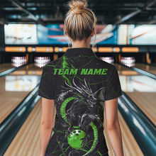 Load image into Gallery viewer, Black And Green Custom Dragon Bowling Womens Quarter-Zip Shirt, Dragon Bowling League Shirt IPHW8689