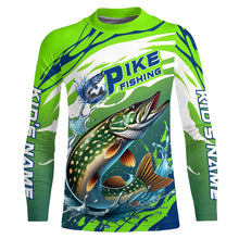Load image into Gallery viewer, Custom Pike Fishing Jersey, Pike Long Sleeve Uv Protection Fishing Shirts | Green IPHW6870