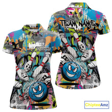 Load image into Gallery viewer, Custom Funny Graffity Bowling Polo Shirts For Women, Bowling Team Shirt IPHW9381