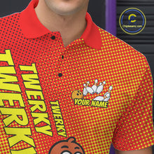 Load image into Gallery viewer, Custom Funny Twerky Turkey Bowling Polo Shirts For Men, Thanksgiving Bowling Shirt IPHW9764