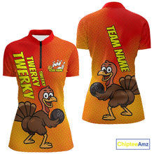 Load image into Gallery viewer, Custom Funny Twerky Turkey Bowling Women Quarter-Zip Shirts, Thanksgiving Bowling Shirt IPHW9764