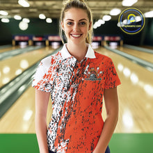 Load image into Gallery viewer, Custom Funny Orange Thanksgiving Turkey Bowling Women Polo Shirts, Turkey Bowling Jerseys IPHW9765
