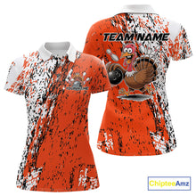 Load image into Gallery viewer, Custom Funny Orange Thanksgiving Turkey Bowling Women Polo Shirts, Turkey Bowling Jerseys IPHW9765