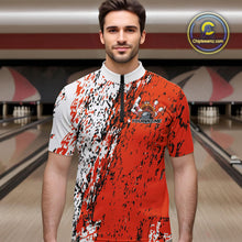 Load image into Gallery viewer, Custom Funny Orange Thanksgiving Turkey Bowling Men Quarter-Zip Shirts, Turkey Bowling Jerseys IPHW9765