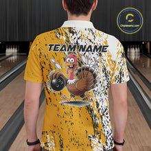 Load image into Gallery viewer, Custom Funny Yellow Thanksgiving Turkey Bowling Men Polo Shirts, Turkey Bowling Jerseys IPHW9766