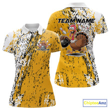 Load image into Gallery viewer, Custom Funny Yellow Thanksgiving Turkey Bowling Women Polo Shirts, Turkey Bowling Jerseys IPHW9766
