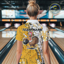 Load image into Gallery viewer, Custom Funny Yellow Thanksgiving Turkey Bowling Women Quarter-Zip Shirts, Bowling Jersey IPHW9766
