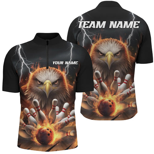 Thunder Lightning Storm Custom Flame Eagle Bowling Shirts For Men, Fire Bowling Jerseys IPHW7581