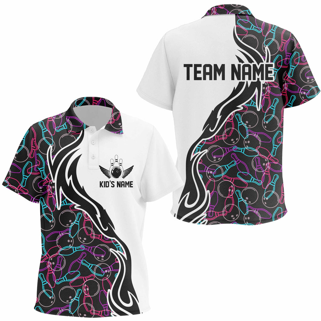 Customized Name Bowling Team Polo Shirts For Kid Bowling Pattern Bowling Kids Jersey IPHW5486