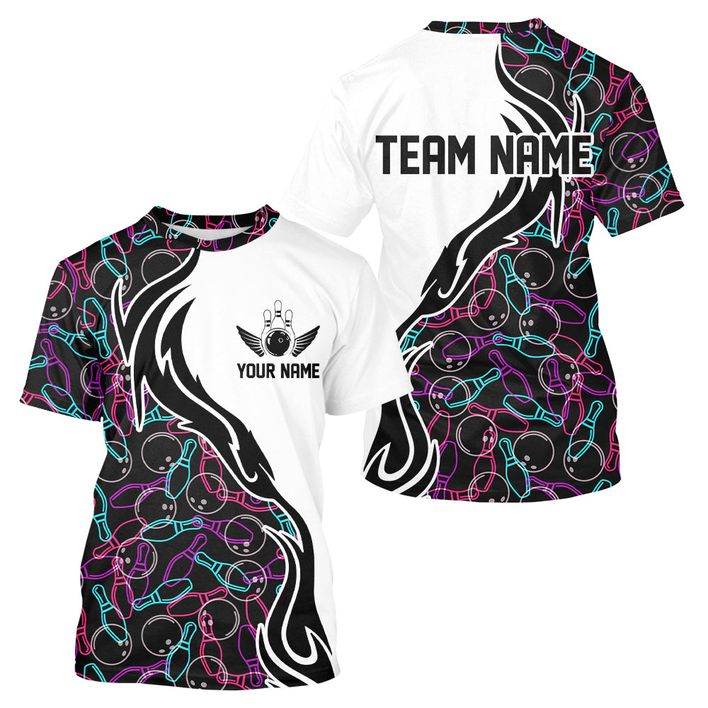 Customized Name Bowling Team T-Shirts For Men Bowling Pattern Bowling League Jerseys IPHW5486
