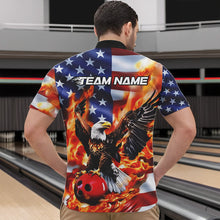 Load image into Gallery viewer, Custom USA Eagle Bowling Quarter-Zip Shirts For Men, Patriotic Bowling League Shirt IPHW8451