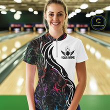 Load image into Gallery viewer, Custom Colorful Flame Bowling Team Shirts, Bowling League Shirt Women Bowling Jersey IPHW10548