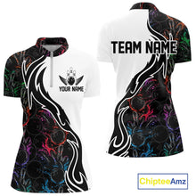 Load image into Gallery viewer, Custom Colorful Flame Bowling Team Shirts, Bowling League Shirt Women Bowling Jersey IPHW10548