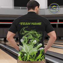 Load image into Gallery viewer, Custom Green Skull Smoke Bowling Team Men Quarter-Zip Shirts, Halloween Bowling Outfit IPHW9773